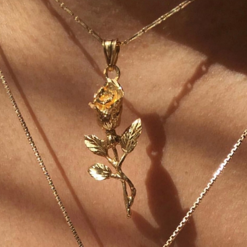 Vesper NYC Classic Rose and Initial Necklace